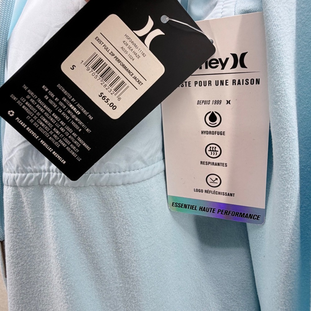 Hurley Exist Full Zip Performance Jacket Sea Haze Blue Small NWT HSP24VMJ-1182 - Picture 2 of 9